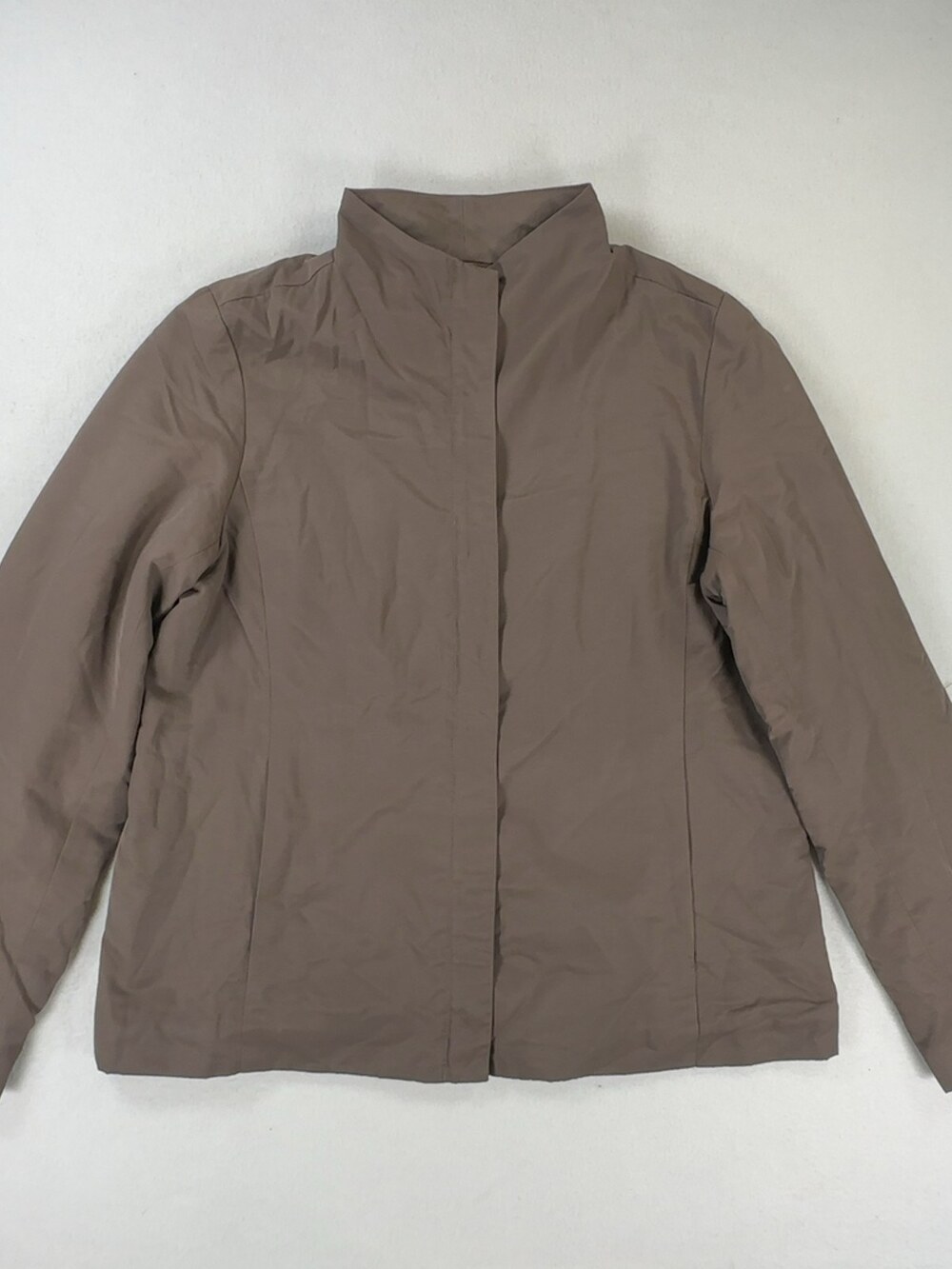 Eileen Fisher Zip-Front Stand Collar Jacket Taupe Women's Size Medium